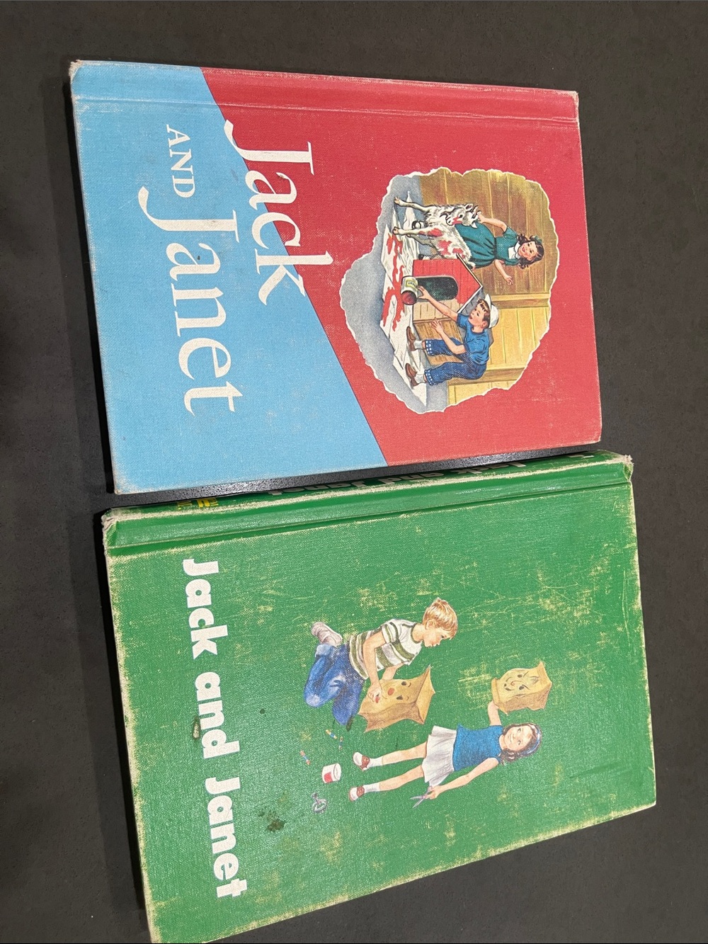 Jack and Janet Vintage Children's Books - Red & Green Covers